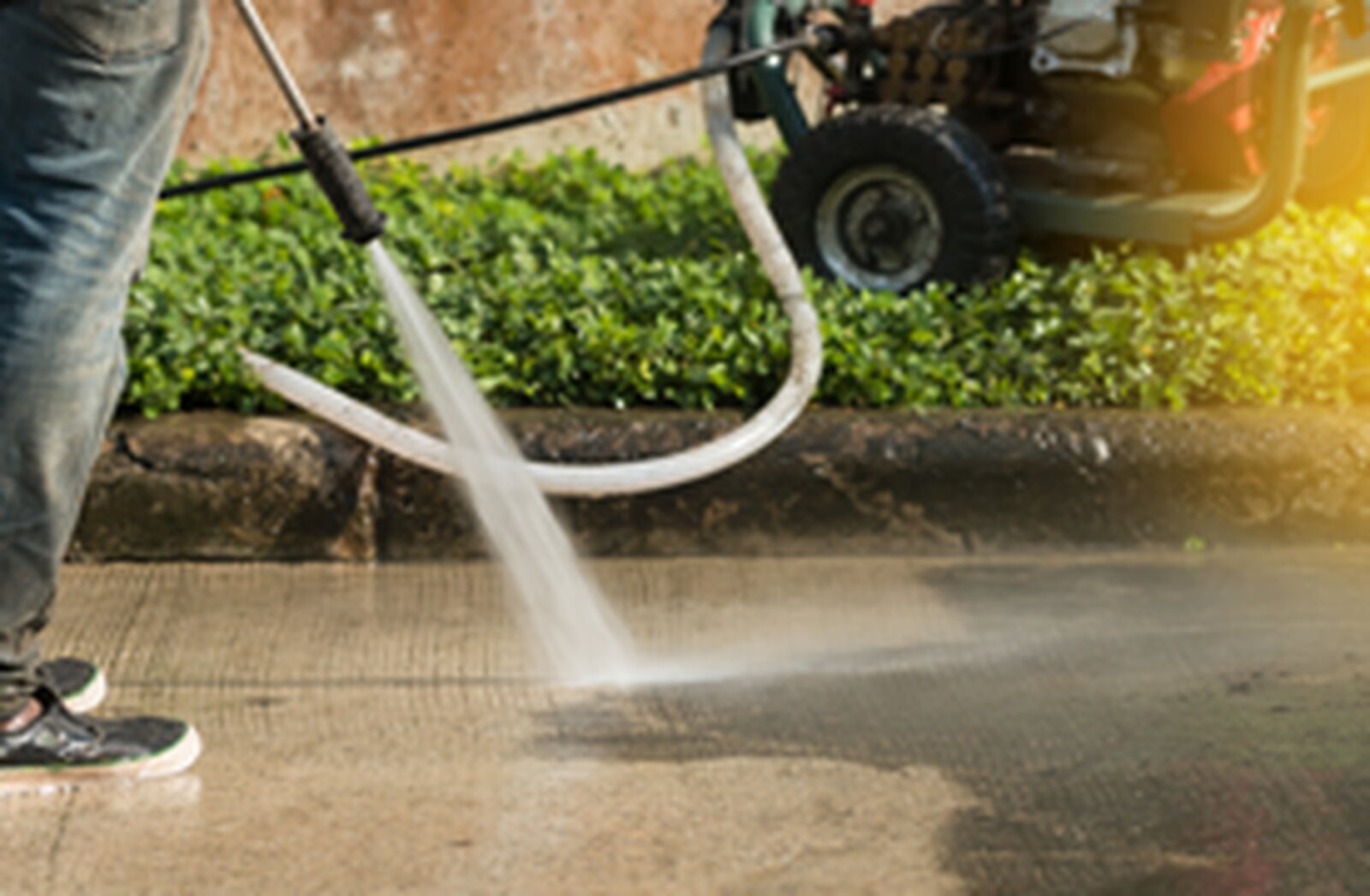 Driveway and sidewalk pressure cleaning